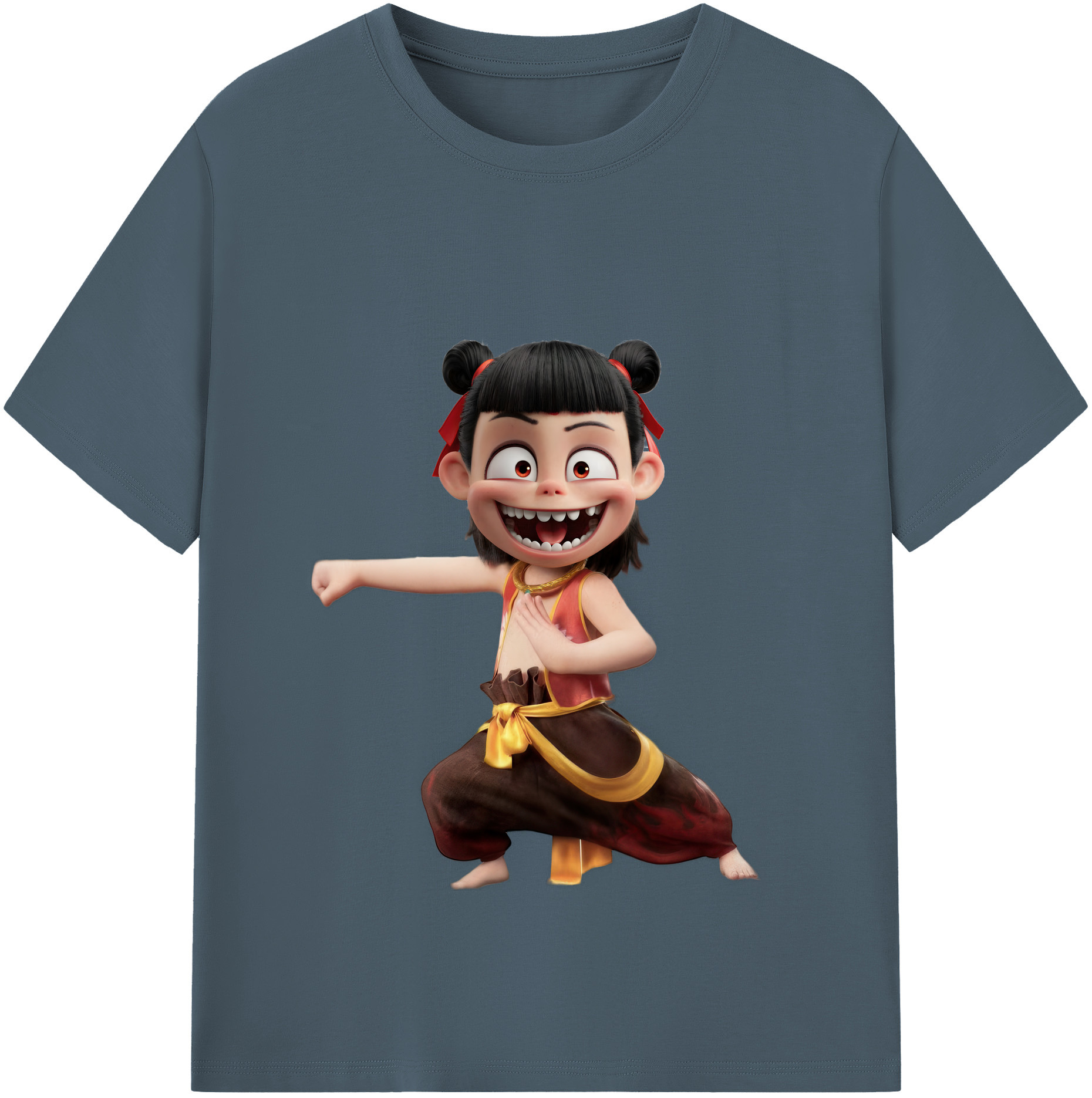（画像用） Ne Zha 2 ナタ 魔童の大暴れ 綿100％半袖Tシャツ（フロントプリント）